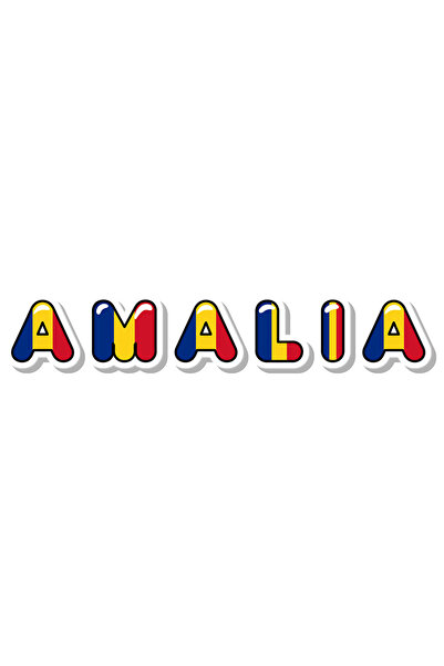 StoryGift Romania Sticker Autocolant 70CM Cu Numele Amalia, Romania, Suporter, Steagul Romaniei, Patriot cu Marg