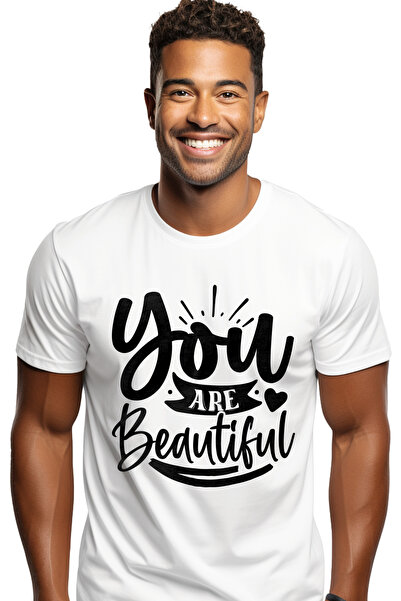 StoryGift Romania Tricou bărbătesc cu inimă și textul „you Are Beautiful” - Y...