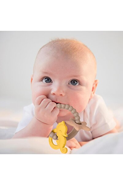 Flippy Baby Teething Bracelet – Seahorse & Starfish, Silicone, BPA-free, +3 months (Green)