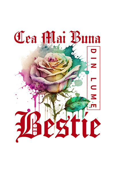 StoryGift Romania Sticker Eticheta 50CM Cu Textul Cea Mai Buna Bestie, Din Lu...