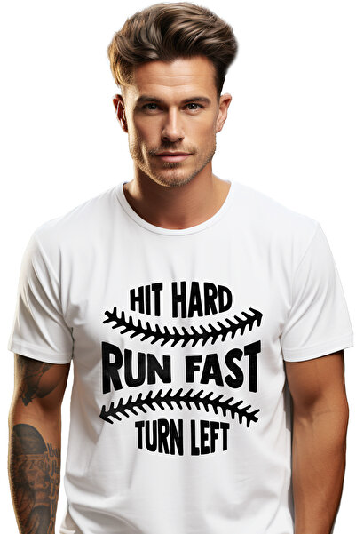 StoryGift Romania Tricou Barbati cu mesajul in engleza " Hit hard, run fast, ...