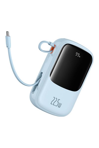 Baseus Baterie externă cu afișaj digital, tip 20000mAh, 20W, cu cablu USB-C, 3A, Q-C, pow Pro, albastră