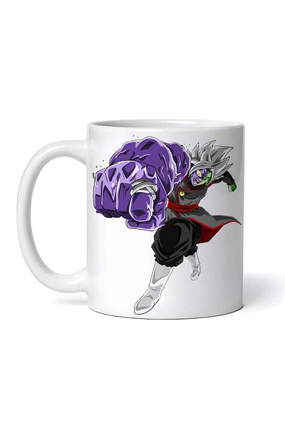 OEM Cană albă personalizată, Zamasu luptând amenințător cu Dragon Ball Z, INOVATIX®. 330ml
