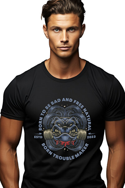 StoryGift Romania Tricou bărbătesc cu mesaj în engleză Born To Be Bad And Fre...