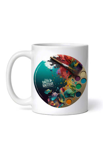 OEM Εξατομικευμένη λευκή κούπα, Παλέτα για ζωγραφική με πινέλο, INOVATIX®. 330ml