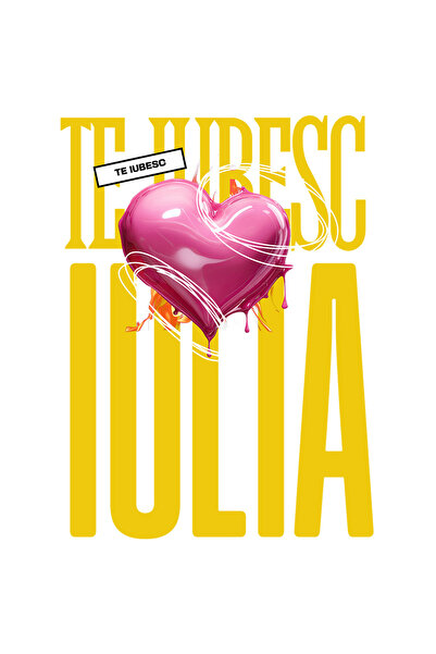 StoryGift Romania Sticker Autocolant 70CM Te Iubesc Iulia, Dragoste, Inima, Iubire, Sfantul Valentin, Dragobete,