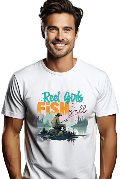 StoryGift Romania Tricou Barbati cu un pescar langa un lac cu mesajul "Reel g...