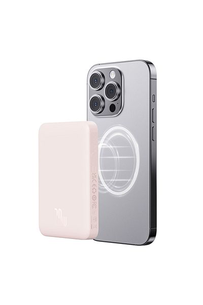 Baseus External Battery, Magnetic, Fast Charging, MagSafe, USB-C, 10000mAh, 20W, Magnetic Mini, Pink