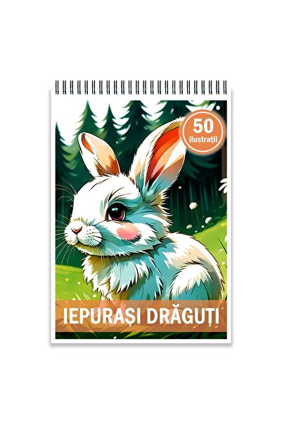 Legendary Gifts Carte de colorat, 50 de ilustrații, iepurași drăguți, 106 pagini