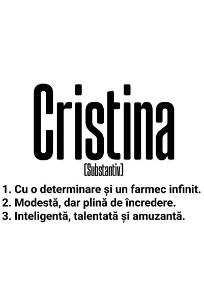 StoryGift Romania Sticker Adeziv 90CM Cu Numele Cristina, si Mesaj Motivation...