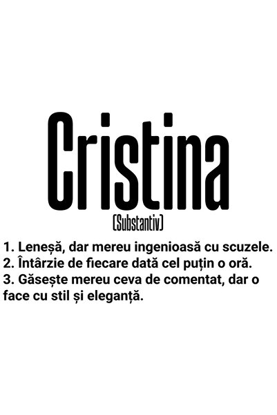 StoryGift Romania Sticker Adeziv 90CM Cu Numele Cristina, si Mesaj Amuzant, L...