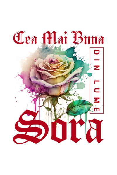 StoryGift Romania Sticker Eticheta 40CM Cu Textul Cea Mai Buna Sora, Din Lume...