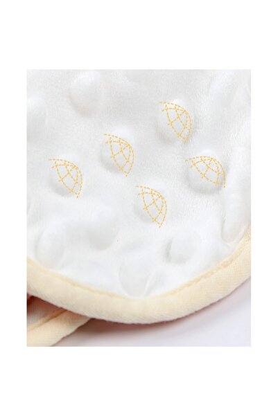 Flippy flower bib, cotton, for 0-12 months, water-resistant, snaps, heart pattern, 26x29 cm, brown