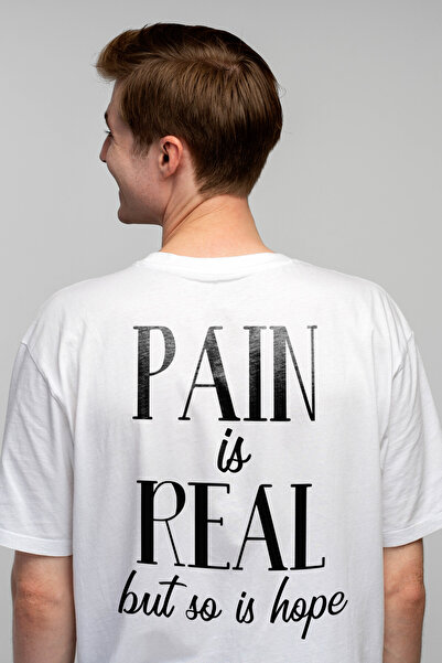 StoryGift Romania Tricou bărbătesc cu textul „durerea este reală, dar și sper...