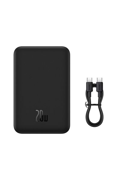 Baseus External Battery, Magnetic, Fast Charging, MagSafe, USB-C, 6000mAh, 20W, Magnetic Mini, Black