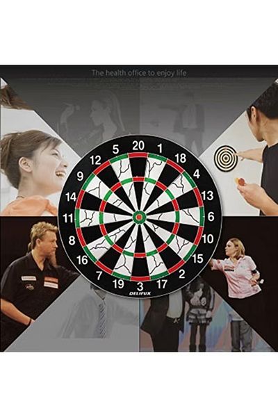 Generic Wooden Double Faced Dart Board Game Set 17inch