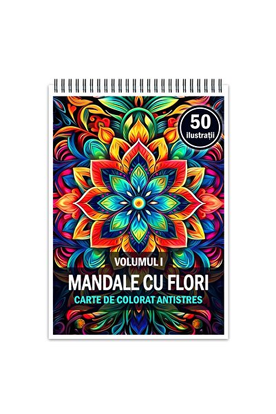 Legendary Gifts Carte de colorat antistres, 50 de ilustrații cu mandale și fl...