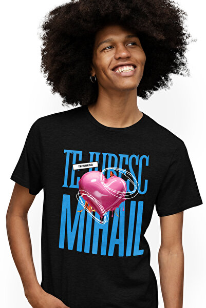 StoryGift Romania Tricou bărbătesc Te iubesc Mihail, Dragoste, Inimă, Dragost...