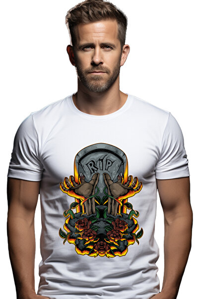 StoryGift Romania Tricou bărbătesc cu zombi, mormânt, piatră, mâini, plante, ...