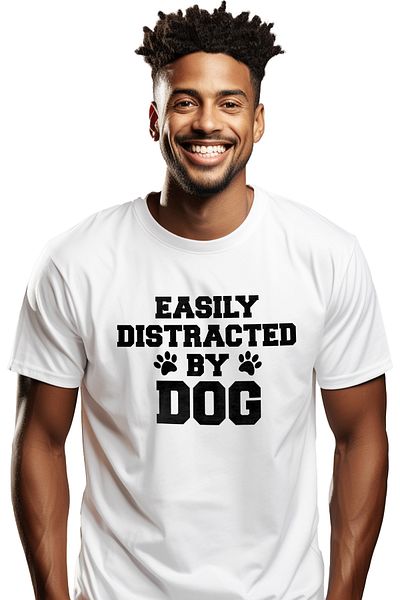 StoryGift Romania Men's T-shirt for those who are easily distracted by dogs with text in English STG