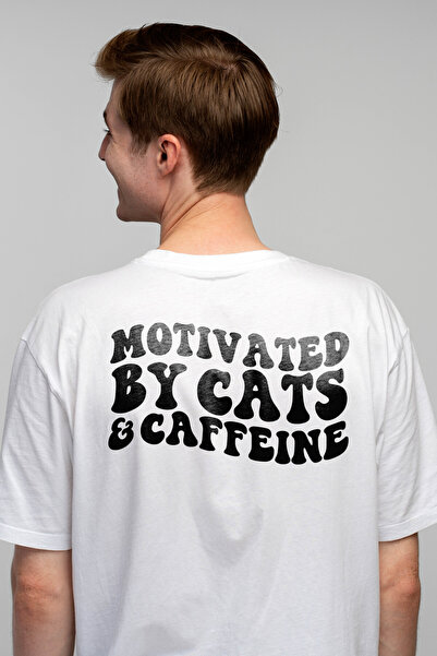 StoryGift Romania Tricou Barbati cu mesajul "Motivated by cats & caffeine" - ...