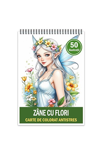 Legendary Gifts Carte de colorat antistres, 50 de ilustrații cu zâne cu flori...
