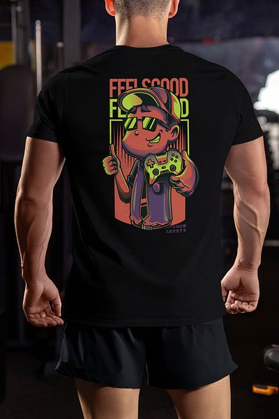 StoryGift Romania Men's T-shirt With Boy With Sunglasses And Cap Holding Video Game Controller, Text Stg