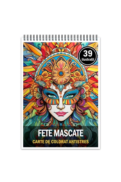 Legendary Gifts Carte de colorat antistres, 39 de ilustrații cu fete mascate, 84 de pagini, format: A4