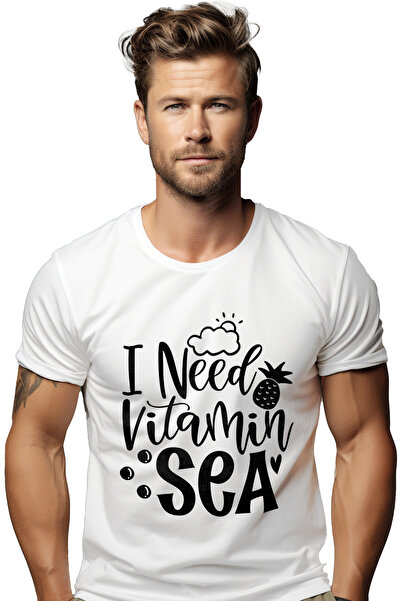 StoryGift Romania Tricou bărbătesc cu mesajul „Am nevoie de vitamina de mare”...