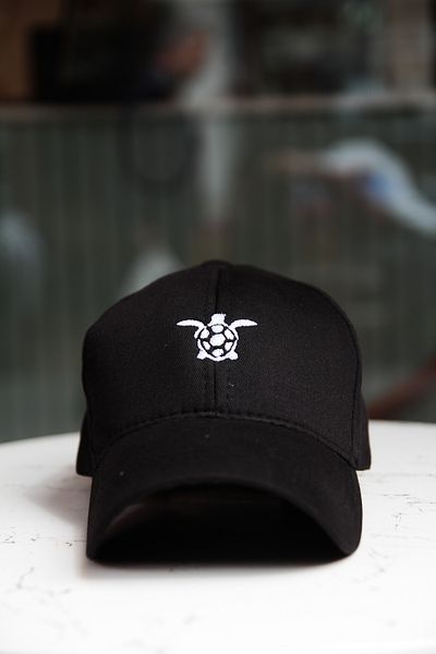CAP BROS Black Hat with Turtle Embroidered
