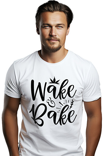 StoryGift Romania Tricou bărbătesc cu textul în engleză „wake & Bake” - Wake ...