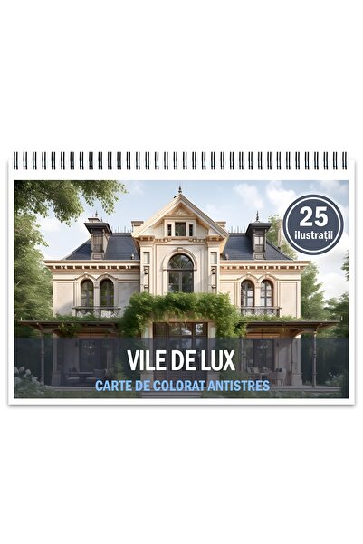Legendary Gifts Carte de colorat antistres, 25 de ilustrații Vile de lux, 56 ...