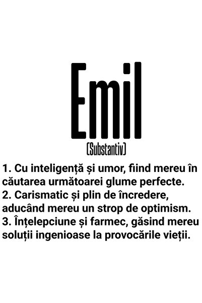 StoryGift Romania Sticker Adeziv 90CM Cu Numele Emil, Inteligenta, Umor, Cari...