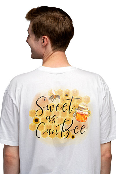 StoryGift Romania Tricou bărbătesc cu albină pe fundal de fagure și mesajul „sweet As Can Bee” (dulce ca o albină), dulce, borcan Stg