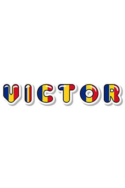 StoryGift Romania Sticker Autocolant 70CM Cu Numele Victor, Romania, Suporter...