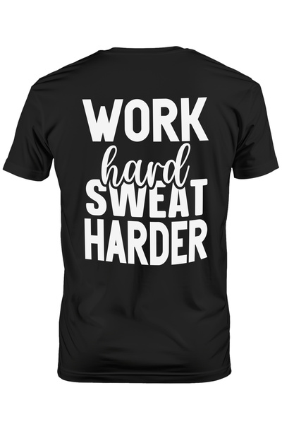 StoryGift Romania Tricou bărbătesc cu textul „work Hard, Sweat Harder” - Work...