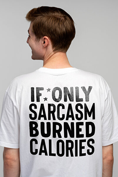 StoryGift Romania Tricou bărbătesc cu textul „dacă sarcasmul ar arde calorii”...