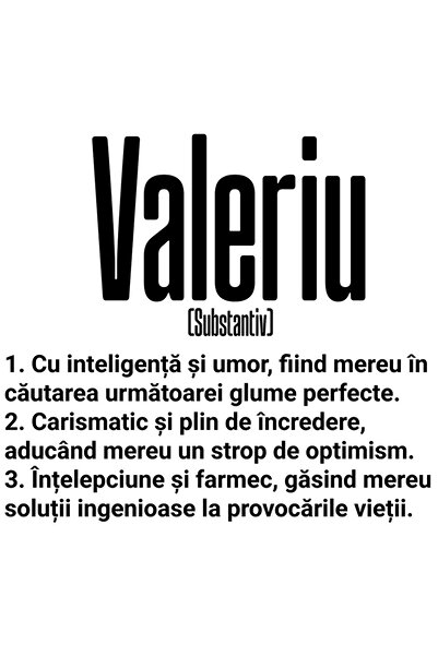 StoryGift Romania Sticker Adeziv 90CM Cu Numele Valeriu, Inteligenta, Umor, C...