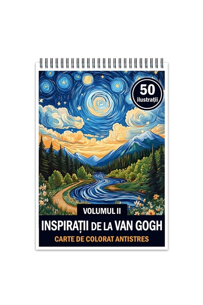 Legendary Gifts Carte de colorat antistres, 50 de ilustrații inspirate de Van Gogh - Volumul II, Format: A4,