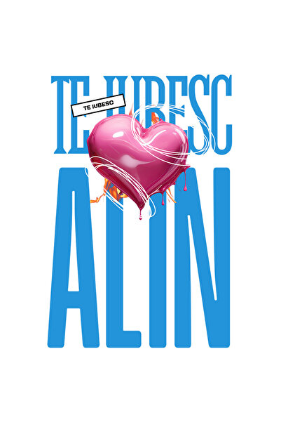 StoryGift Romania Sticker Adeziv 90CM Te Iubesc Alin, Dragoste, Inima, Iubire...