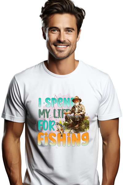 StoryGift Romania Tricou Barbati cu pescar batran la pescuit cu mesajul "I sp...