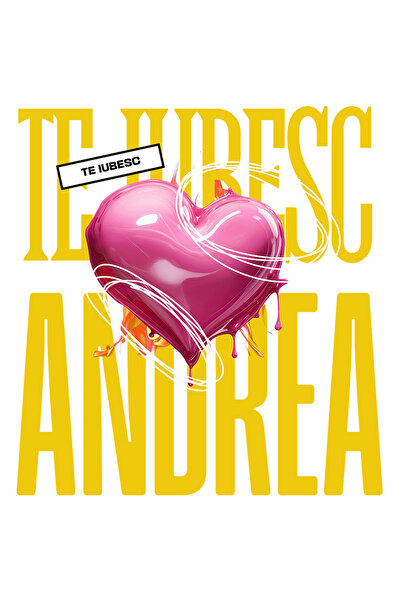 StoryGift Romania Sticker Autocolant 70CM Te Iubesc Andrea, Dragoste, Inima, Iubire, Sfantul Valentin, Dragobete