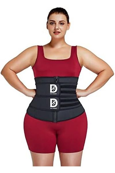 Dee-Trimmer Double Strap Waist Trainer Trimmer Belt Slim Body Sweat Wrap for Stomach and Back Lumbar Support Tum