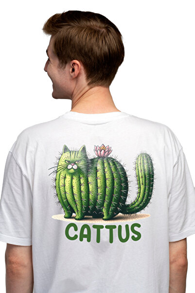 StoryGift Romania Tricou Barbati Cu Pisica Sub Forma De Cactus Cu Mesajul "ca...
