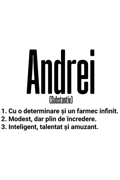 StoryGift Romania Sticker Eticheta 50CM Cu Numele Andrei, Determinare, Modest...