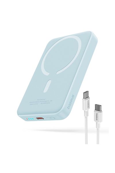 Baseus External Battery, Magnetic, Fast Charging, MagSafe, USB-C, 10000mAh, 20W, Magnetic Mini, Blue