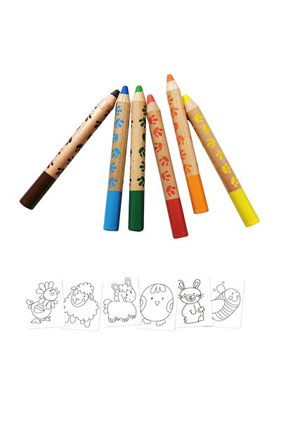 zola Set 6 creioane colorate, diferite culori si 6 cartonase cu ferma