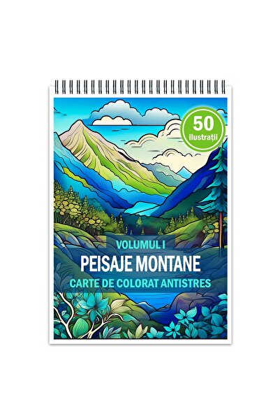 Legendary Gifts Carte de colorat antistres, 50 de ilustrații Peisaje montane - Volumul I, Format: A4,