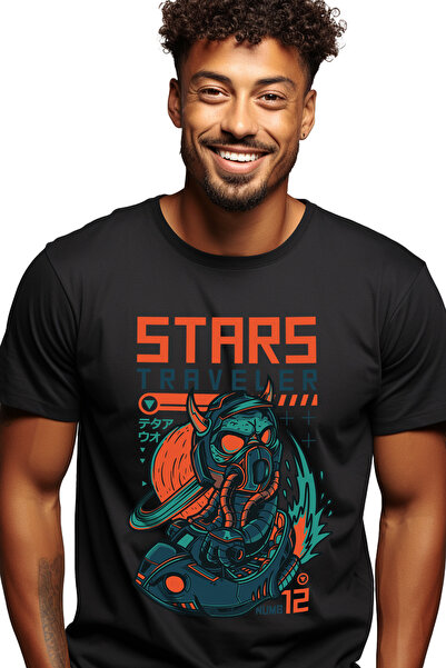 StoryGift Romania Men's T-shirt With Alien, English Text Stars Traveler, Plan...