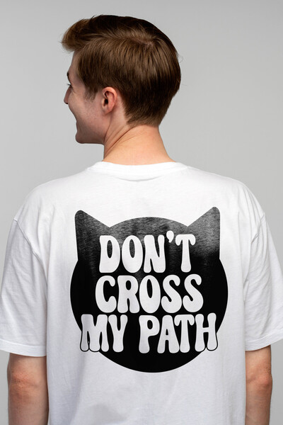StoryGift Romania Tricou bărbătesc cu textul „don't Cross My Path” - Pisica n...
